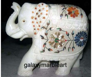 Marble inlay handicraft gift elephant ht 5" e-505